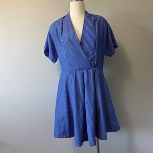 Molly Bracken Blue Striped Mini Dress SZ Large
